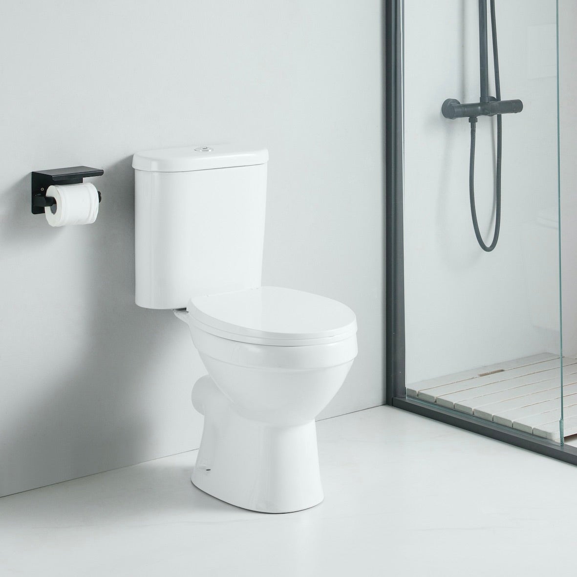 WC à Poser Noir Mat NAGILAM - Céramique - Évacuation Horizontale - Chasse Double