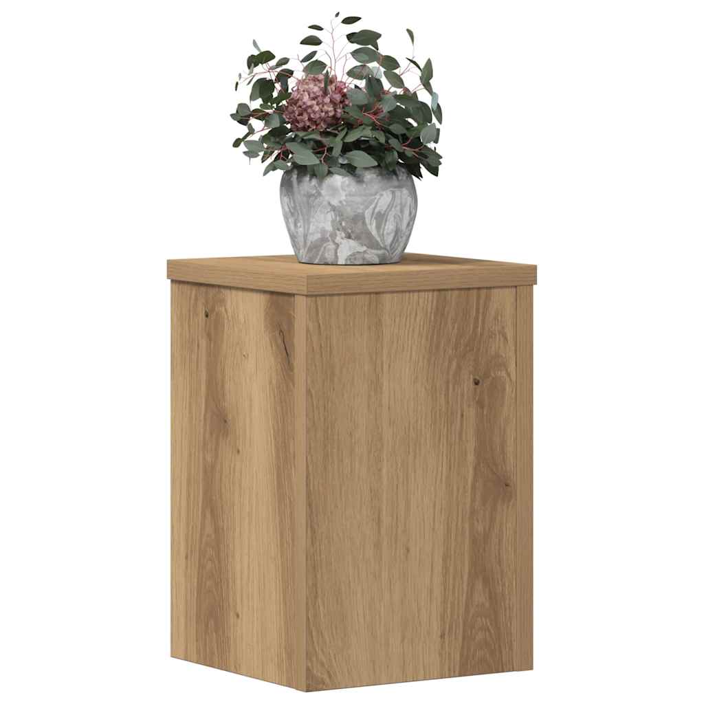 Lot de 2 supports pour plantes chêne artisanal en panneau de bois - 8