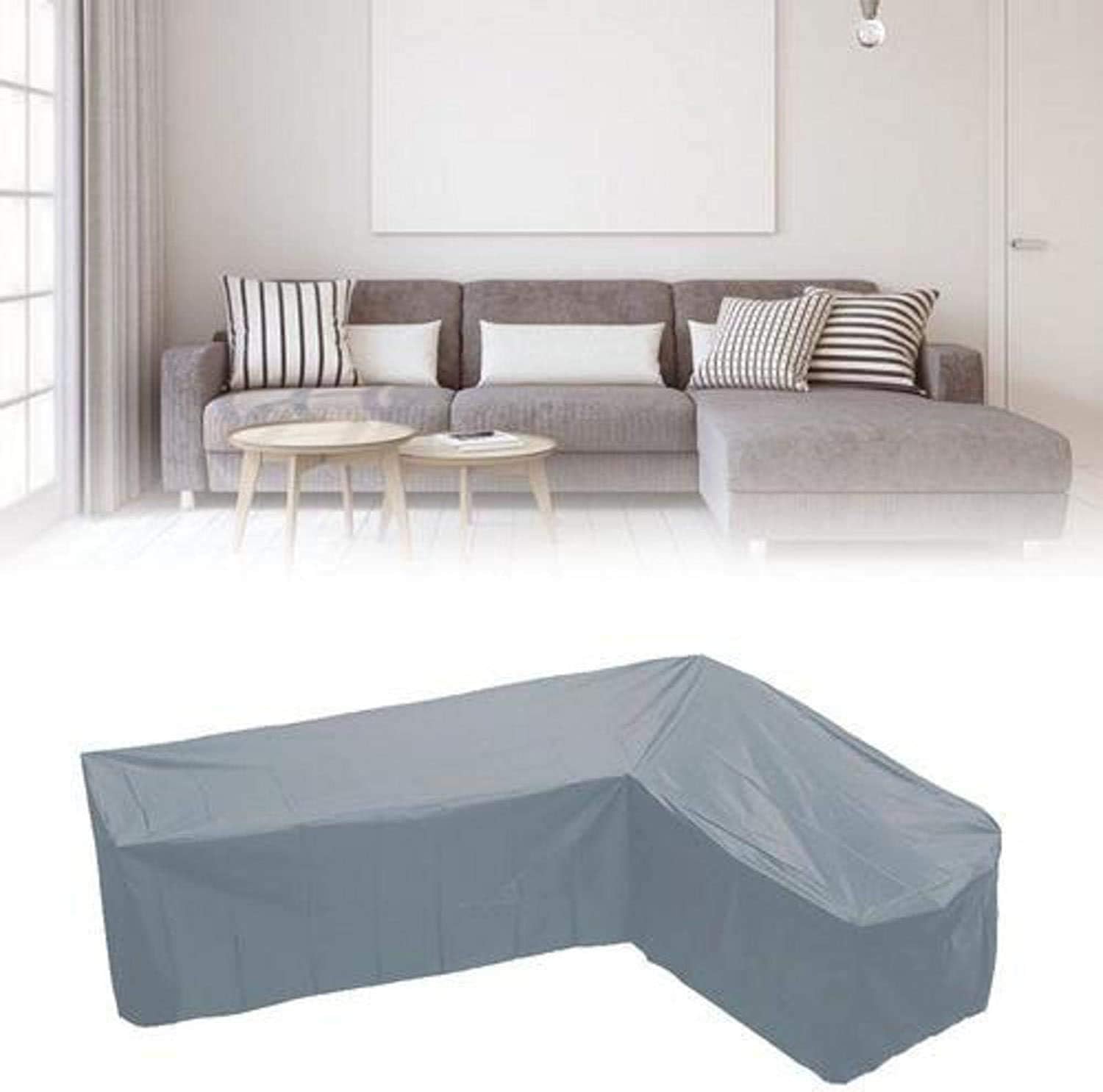 Funda de sofá de esquina de jardín, funda impermeable, funda protectora de sofá impermeable, 270*270x90cm - 5