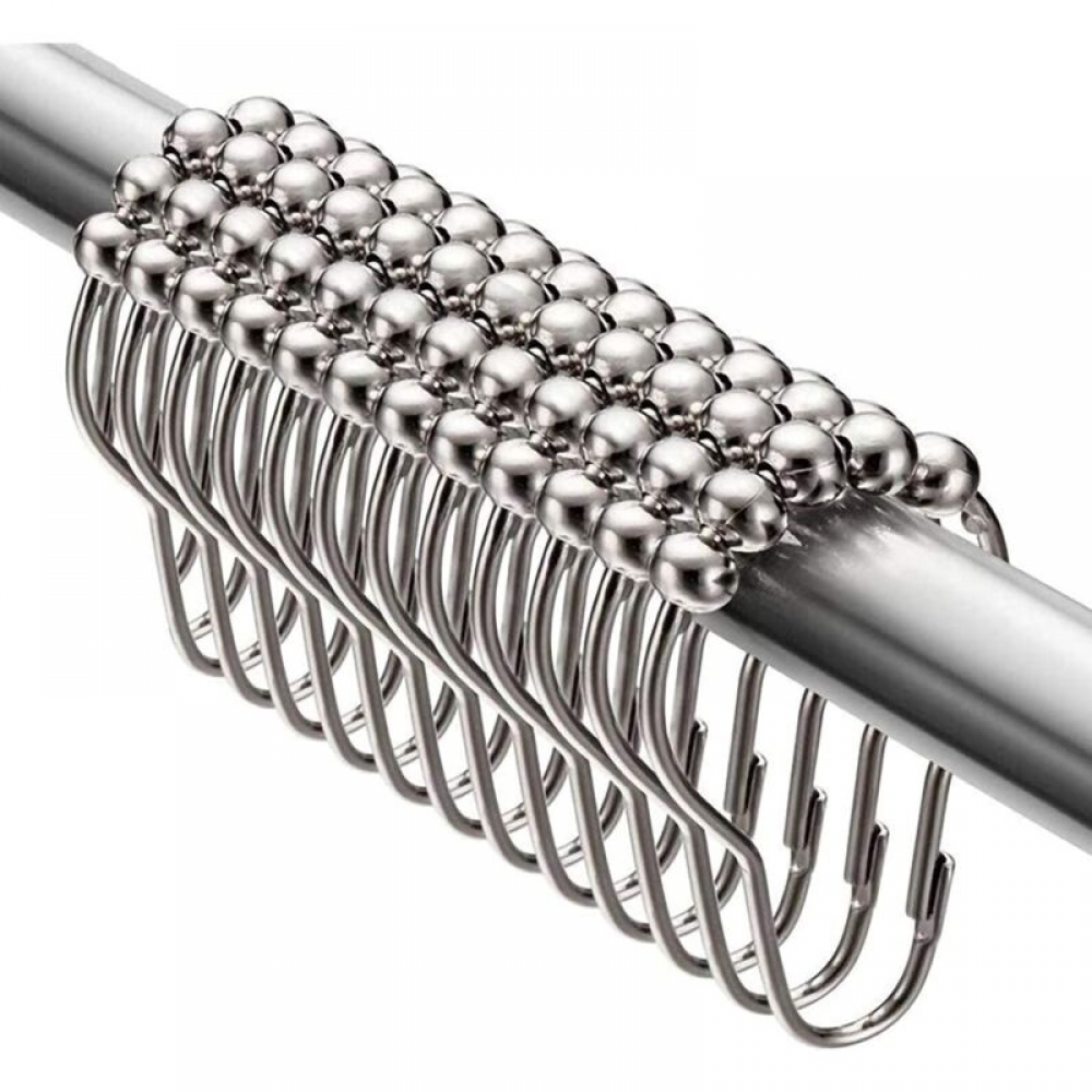 Ganci Per Tende Da Doccia In Acciaio Inox, 12 Pezzi Oro, Doppi Scorrevoli Con Rotelline, Antiruggine Per Tenda E Fodera - 6