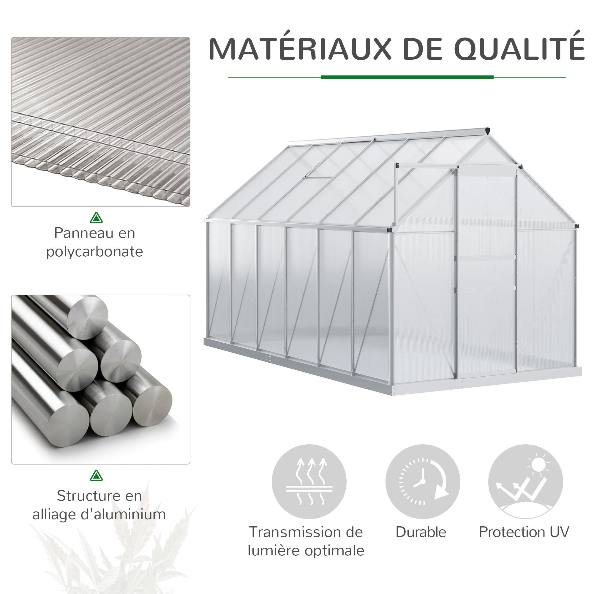 Serre de jardin aluminium polycarbonate 7,1m² Outsunny - 4