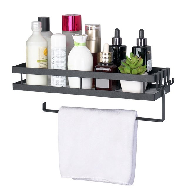 Étagère à Épices Murale Sans Perçage avec Crochet Noir L35cm