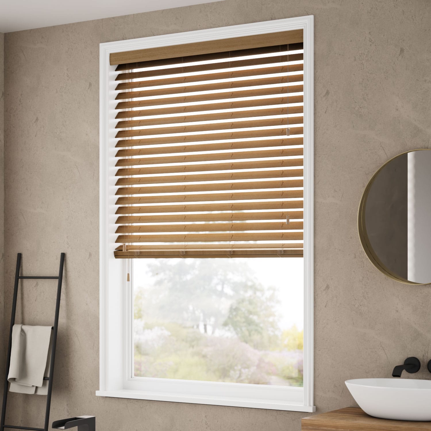 Venecianas Madera Efecto madera con escalerilla Color Canela tx 70x120 - Cortinadecor - 2