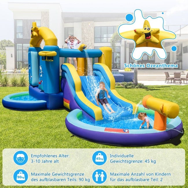 Parque de toboganes acuáticos inflable con piscinas y cañón de