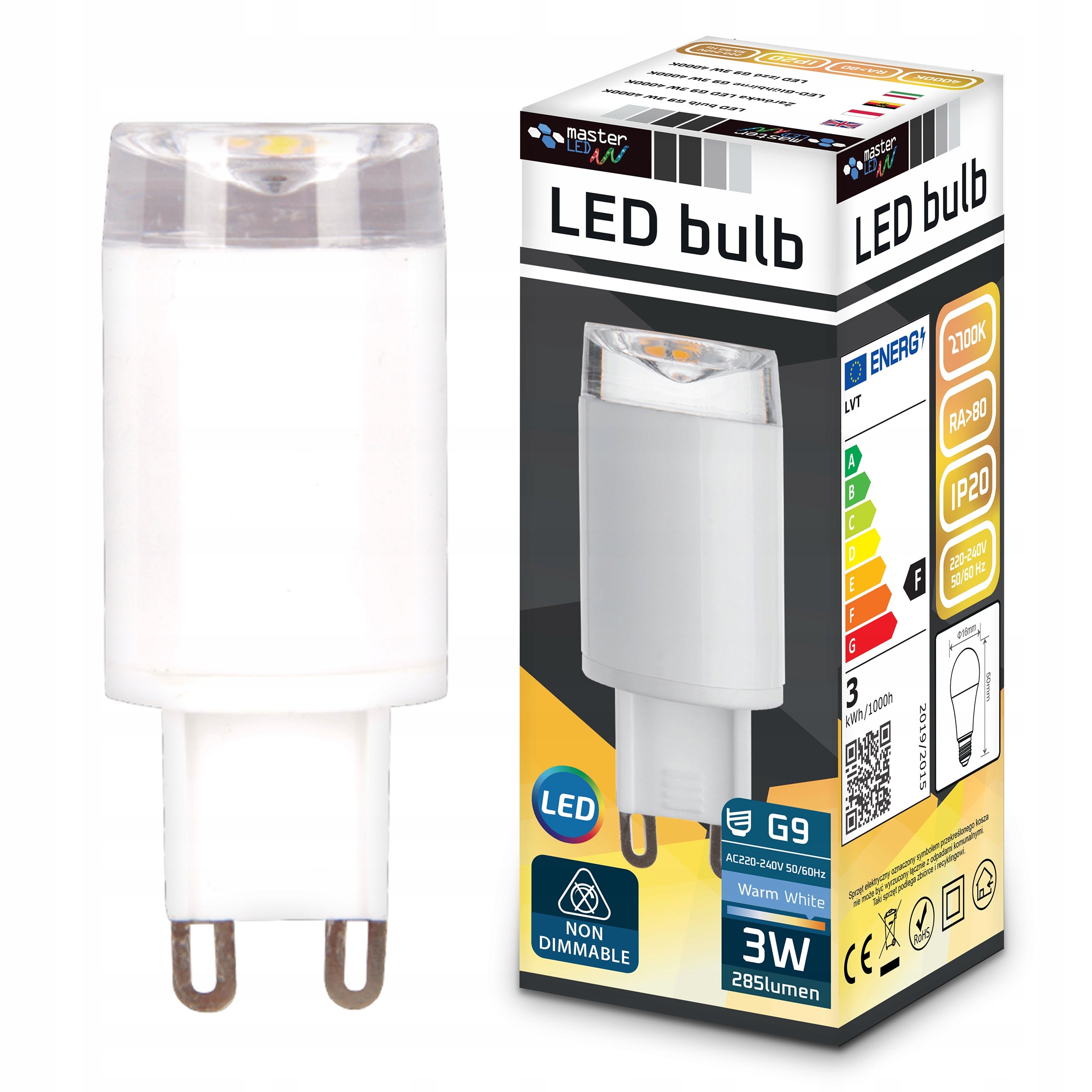 Żarówka LED G9 Vita 3W 2700K ciepła biel 285lm MasterLED
