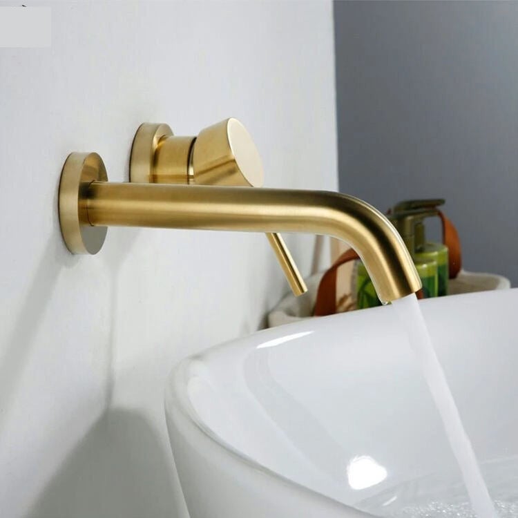 ROBINET DE LAVABO FIXATION MURALE 022 EN LAITON DORÉ BROSSÉ COLLECTION SCAMANDRE - 3