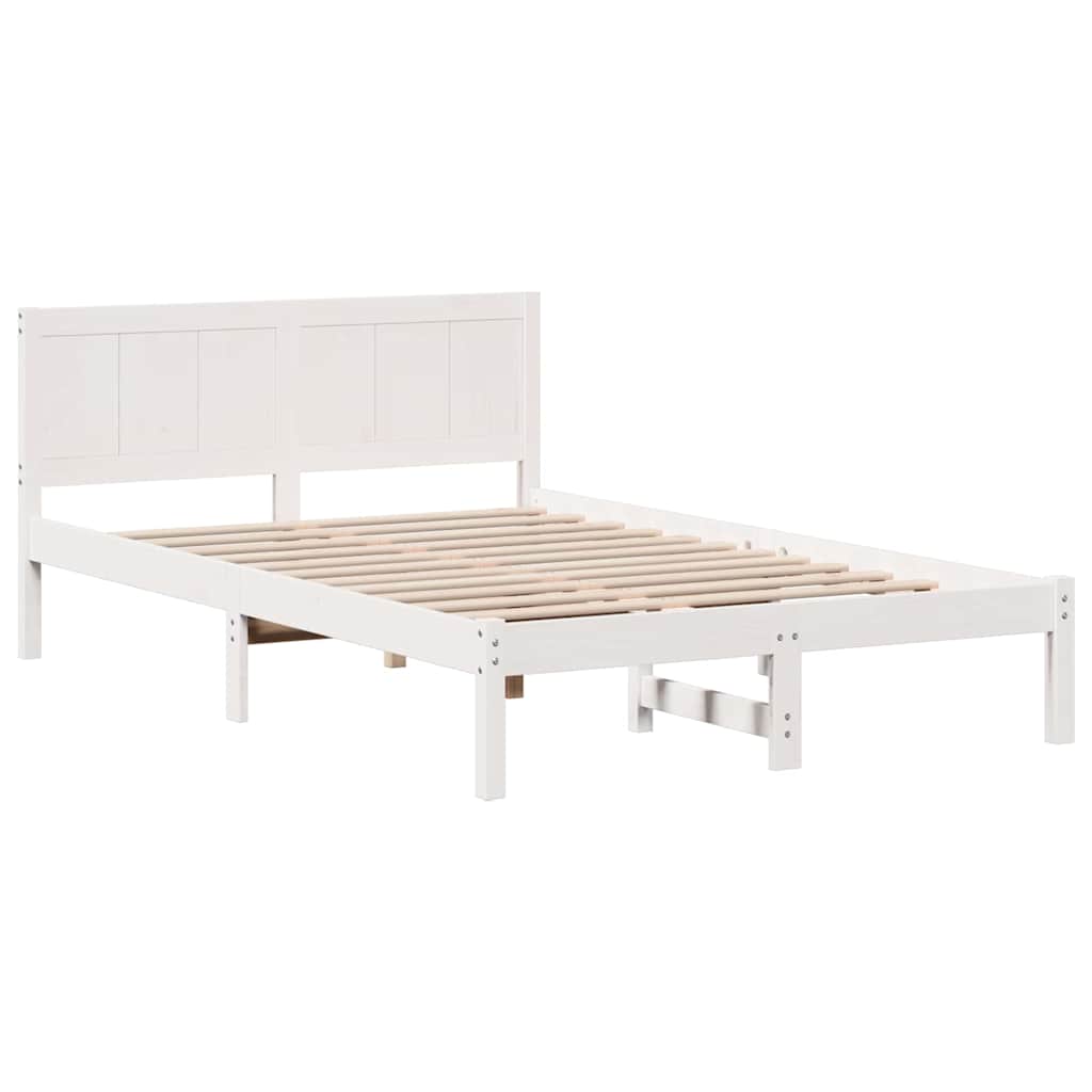Cadre de lit en bois de pin massif blanc, pour la chambre, 120 × 190 cm - 4