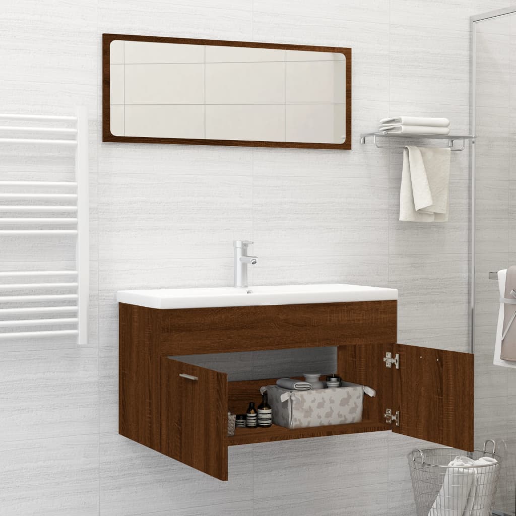 Maison Exclusive - Set Mobili da Bagno 2 pz Rovere Marrone in Legno Multistrato - 3