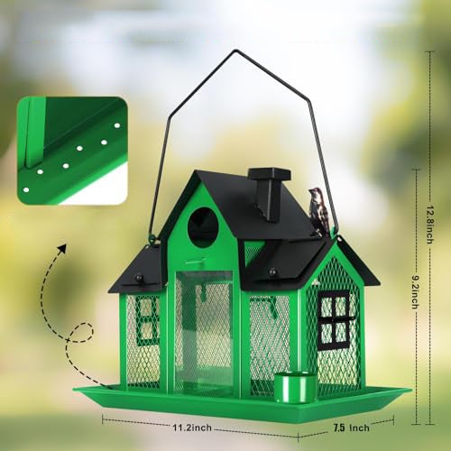 Accessoire Jardin Oiseaux Distributeur Anti-écureuil Pour Oiseaux - Mangeoire Extérieure Verte 35x23x10cm Jardin Ornithologie