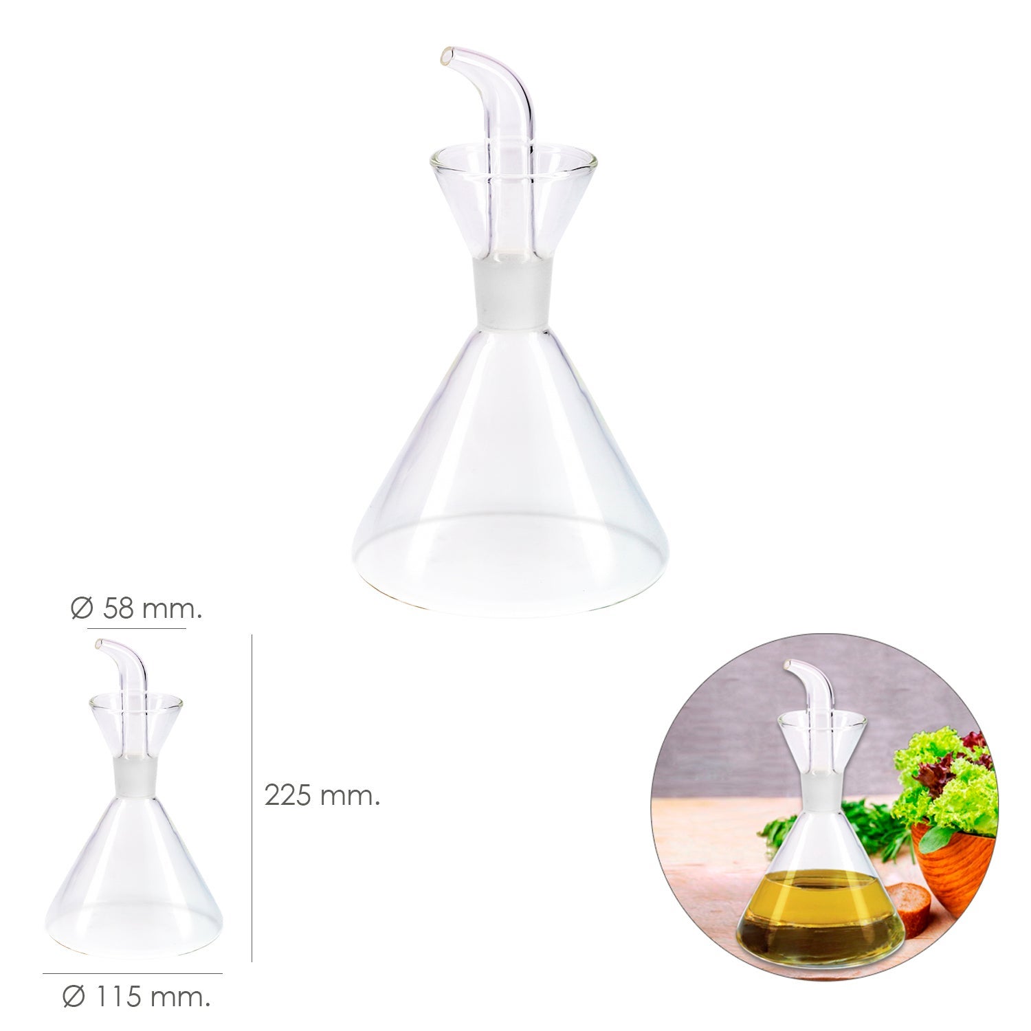 Aceitera De Cristal Con Sistema Antigoteo, Capacidad 500 ml. - 6
