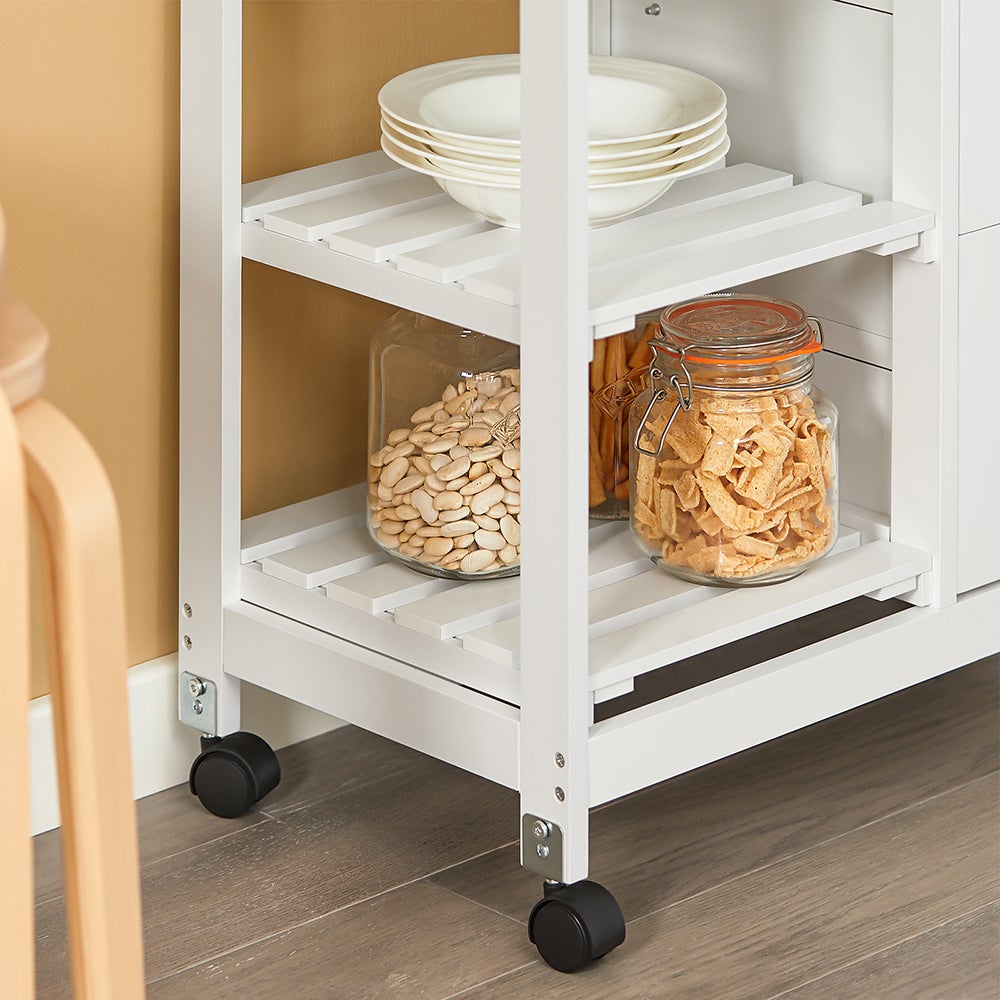 SoBuy Desserte Cuisine à roulettes Chariot de Service, 3 Tiroirs, Blanc, FKW79-W - 5