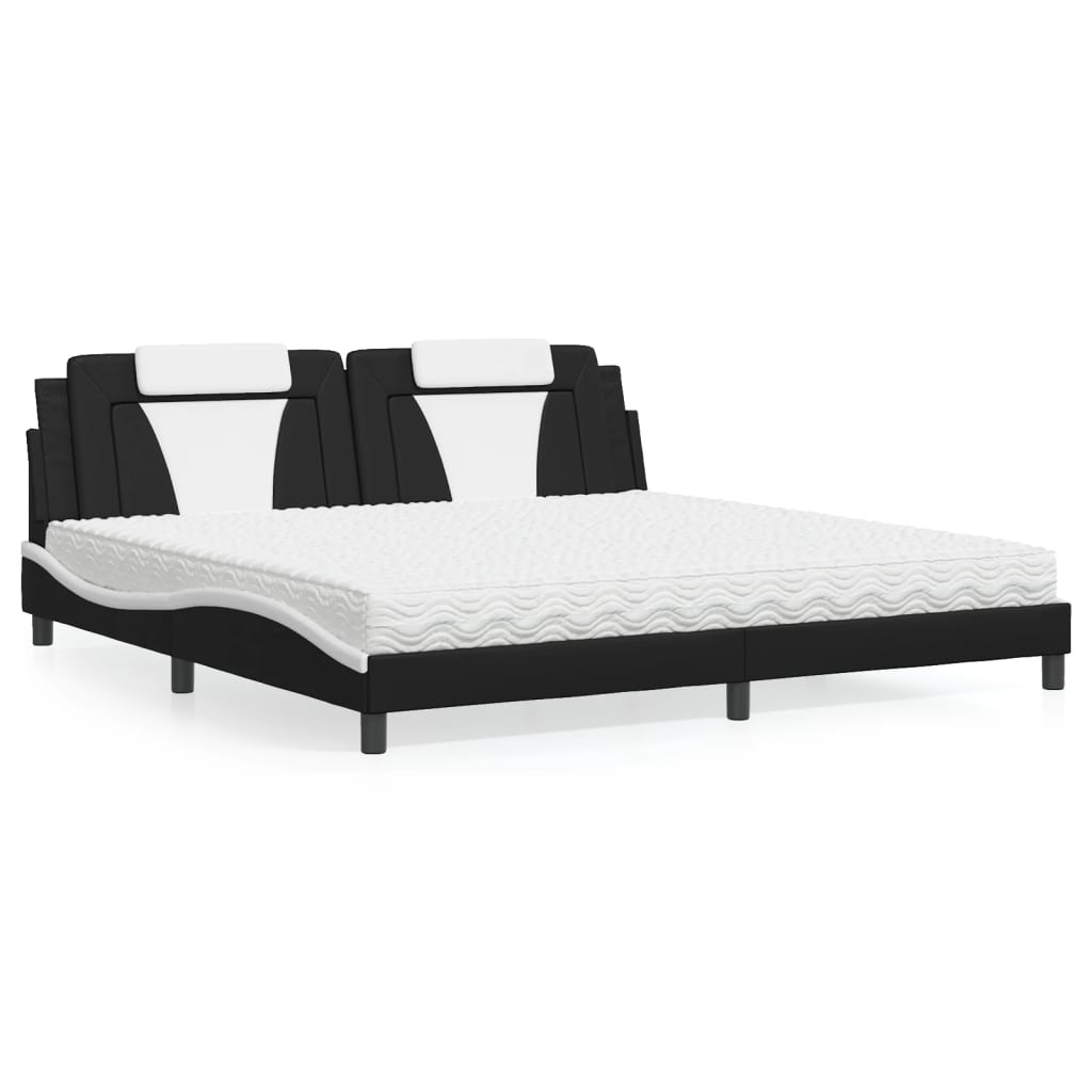 Lit double | Lit adulte | Lit avec matelas noir et blanc 200x200 cm ...