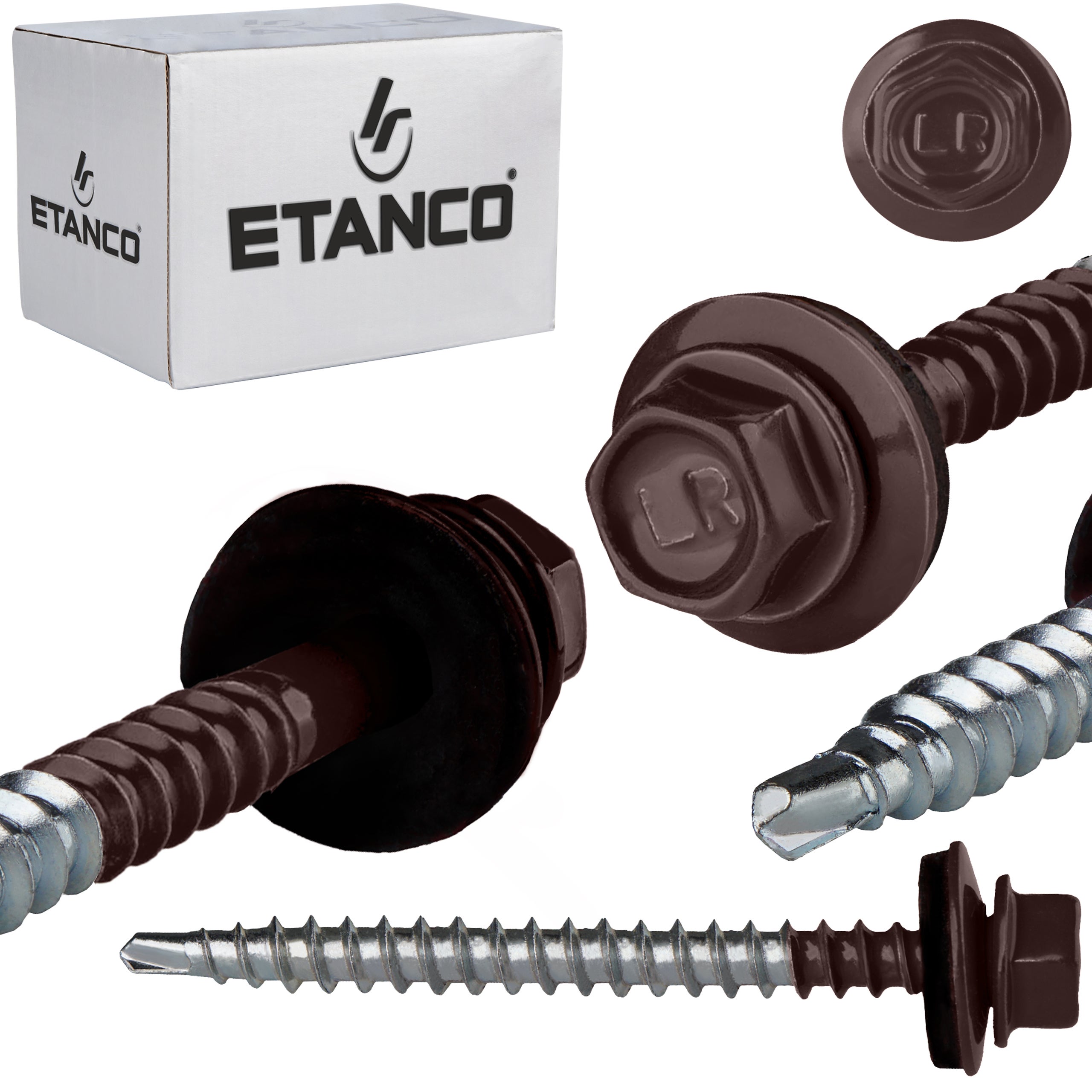 Wkręty farmerskie Etanco GTF2 Z14 4,8x60 mm RAL 8017 samowiercące 100szt