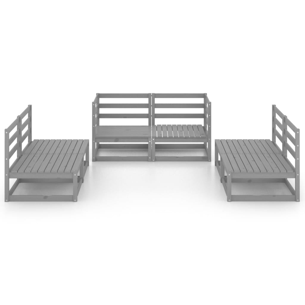 Salon de jardin 6 pcs Gris Bois de pin massif 9 - 2