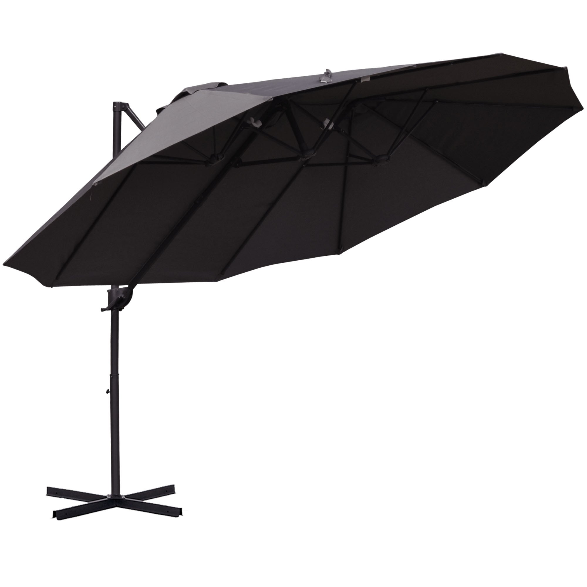 GOPLUS 2,6M Parasol De Terrasse, Parasol De Jardin Exterieur Avec Manivelle, 8 Baleines Robustes