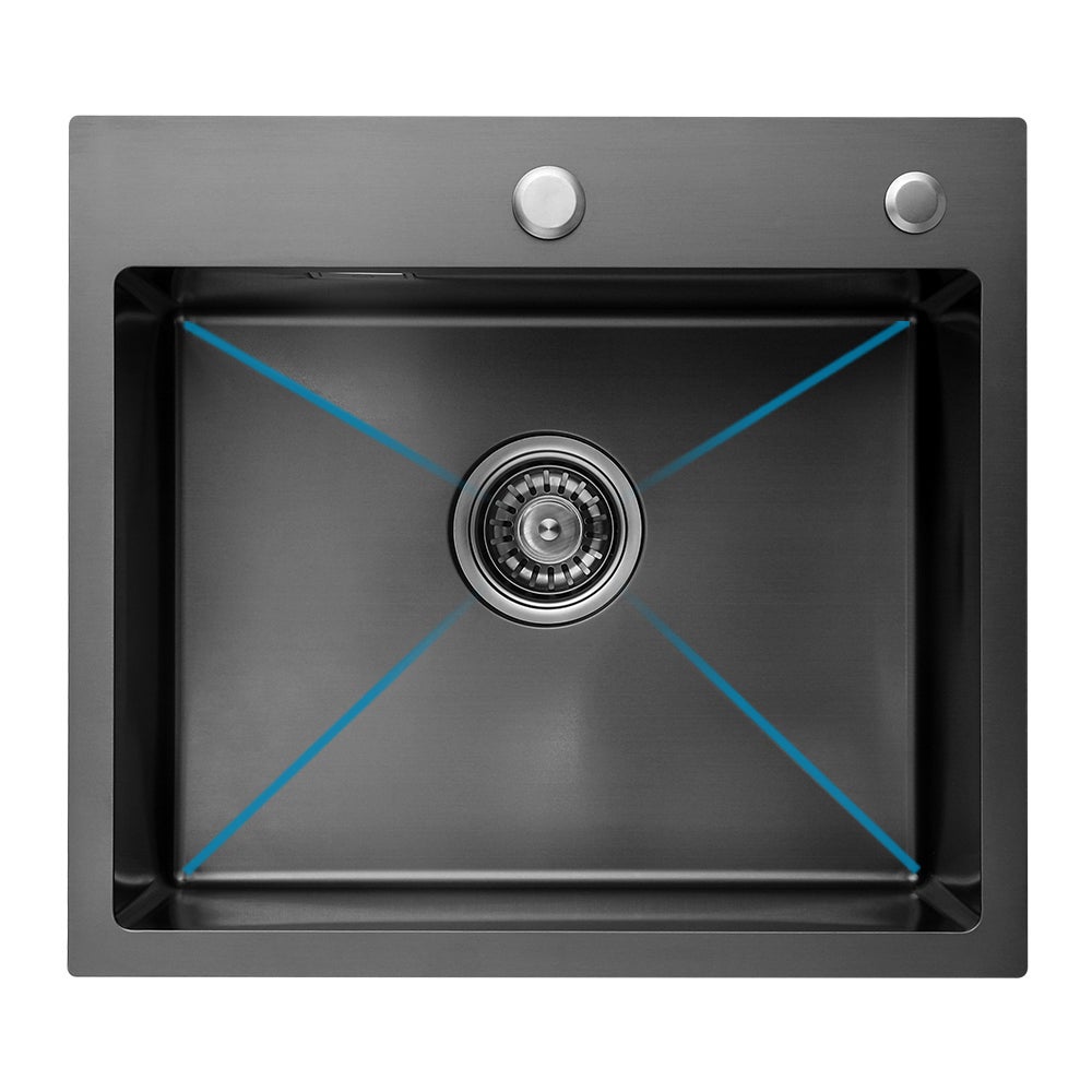 Cecipa max Evier Cuisine 1 Bac Évier Inox 1 Cuve avec Siphon et Trop-Plein Évier de Cuisine en Couleur Noir Anthracite 50×45×18.5CM,EU Modèle - 4