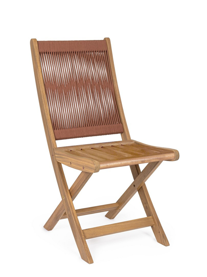 Krzesło składane Coral z drewna akacjowego z oparciem z polipropylenu