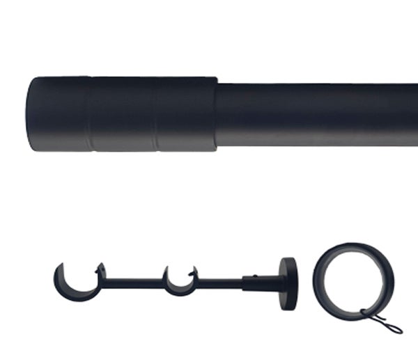 Kit de barres à rideaux Glama Diam.28 mm noir 160 à 300 cm