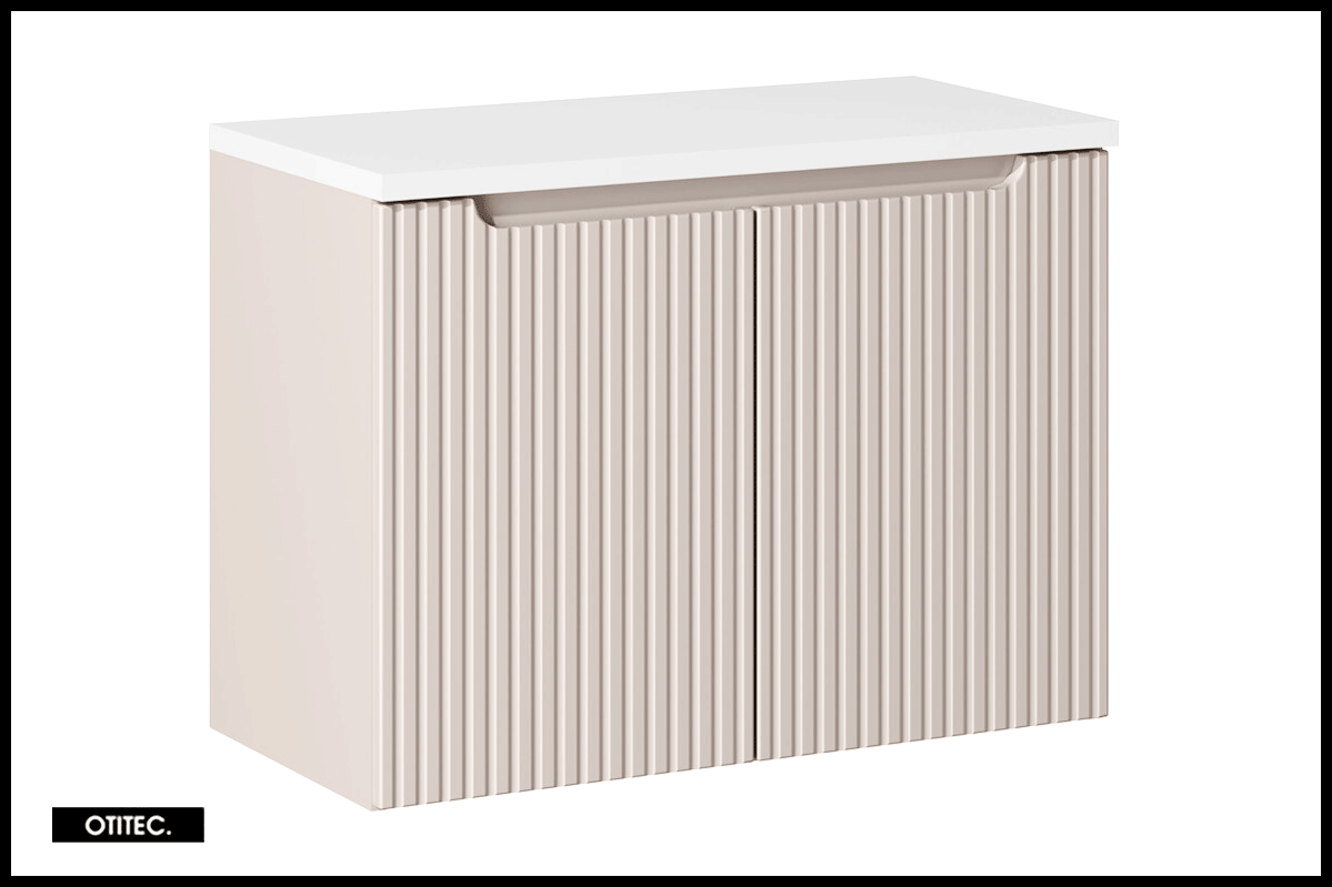Mueble bajo lavabo de 80 cm - con plano - cachemira mate/blanco - 2 puertas - volta cashmere
