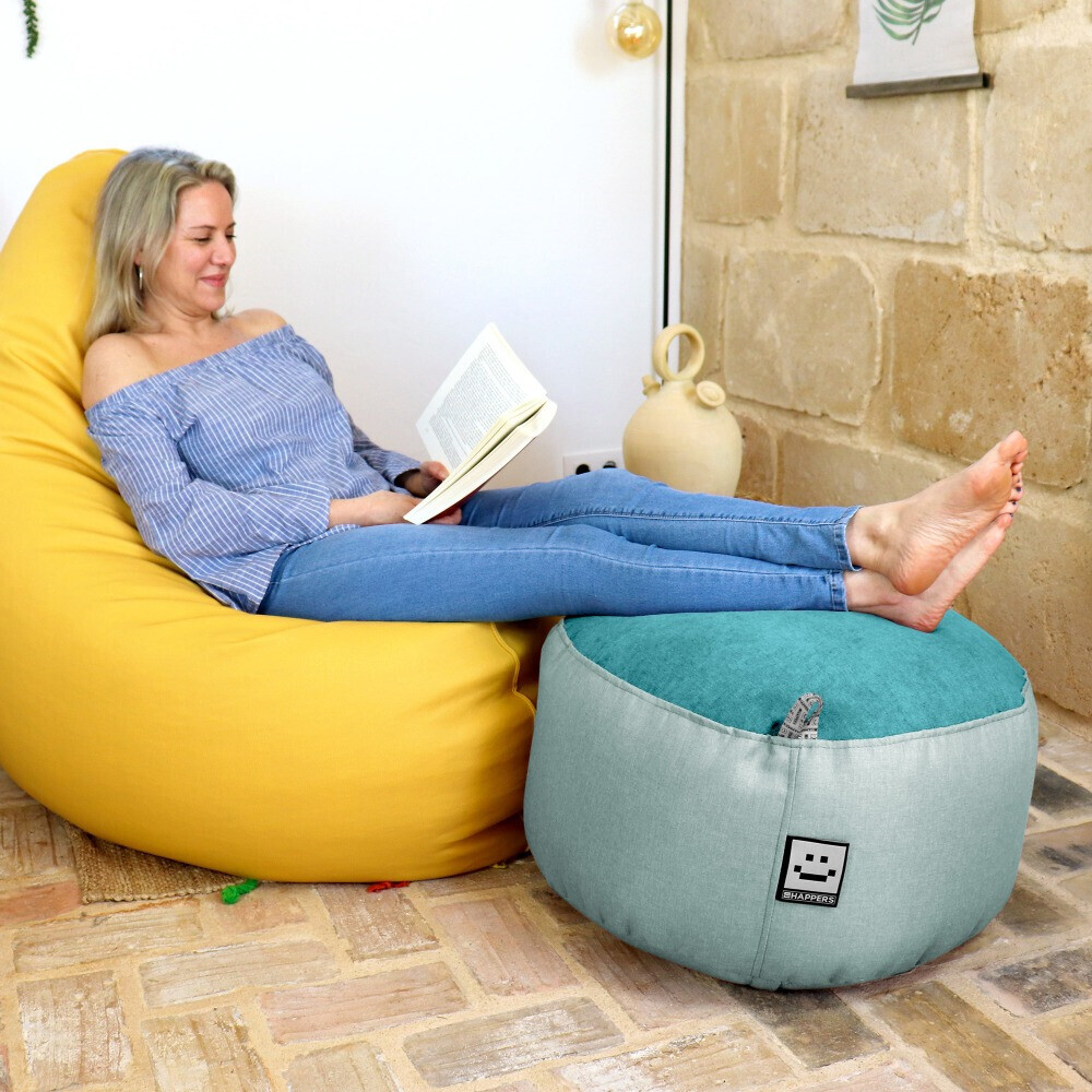 Puff Redondo Tex Turquesa - 4