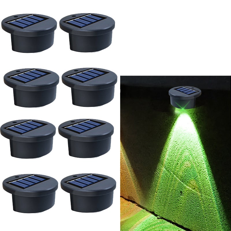 Zestaw 8 solarnych lamp LED do oświetlania schodów, kinkiet do montażu na ścianie przy schodach, kolorowe światło