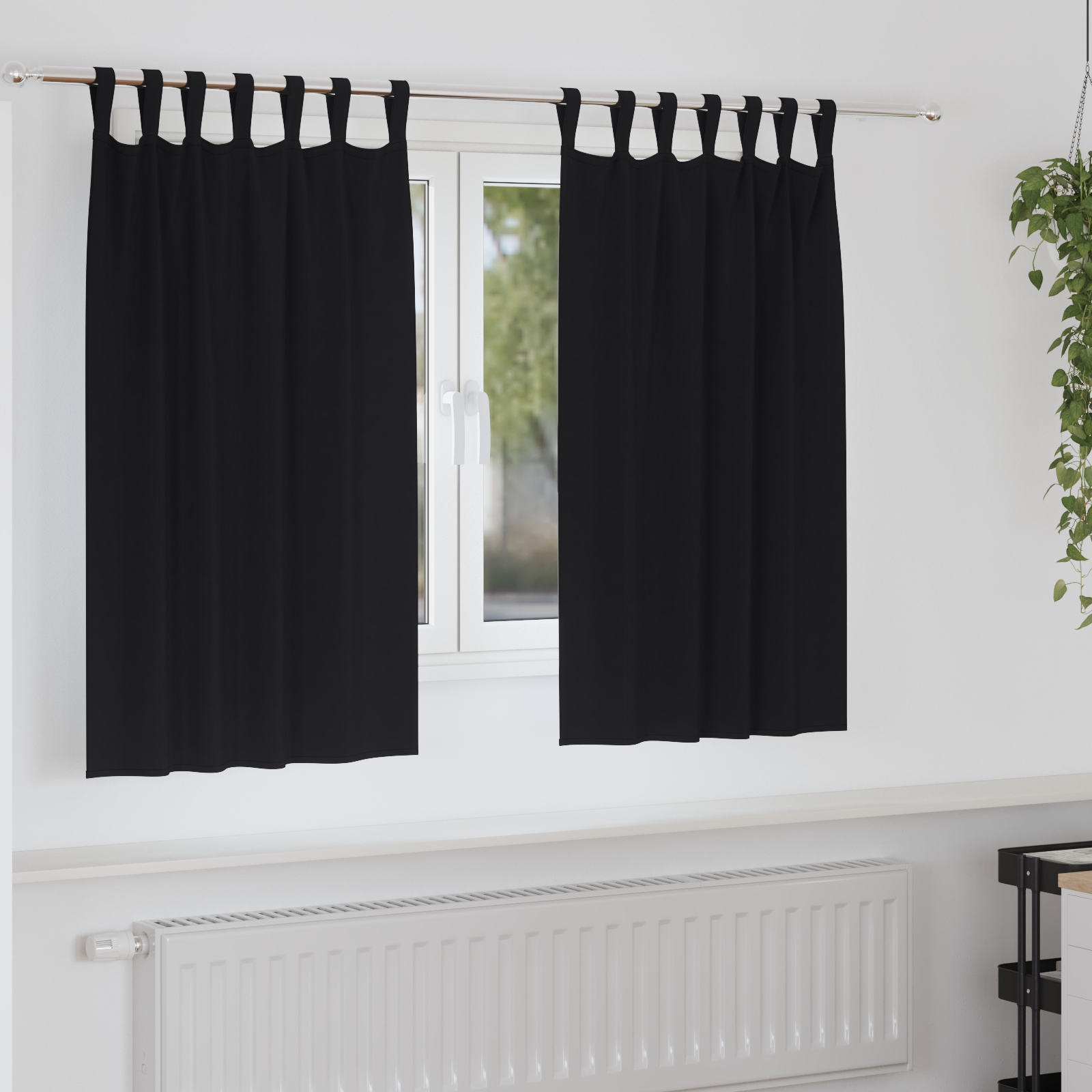 Firany blackout z kółkami 2 pcs Czarny 140 x 140 cm Poliester vidaXL