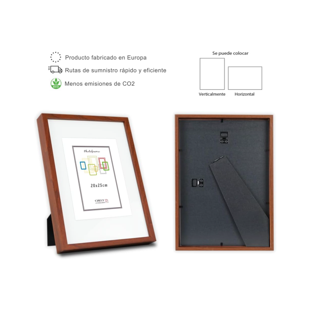 Moldura com passe-partout 20x25cm (Int 15x20cm) Cerejeira MOD 351 moldura ideal para fotografias - 5