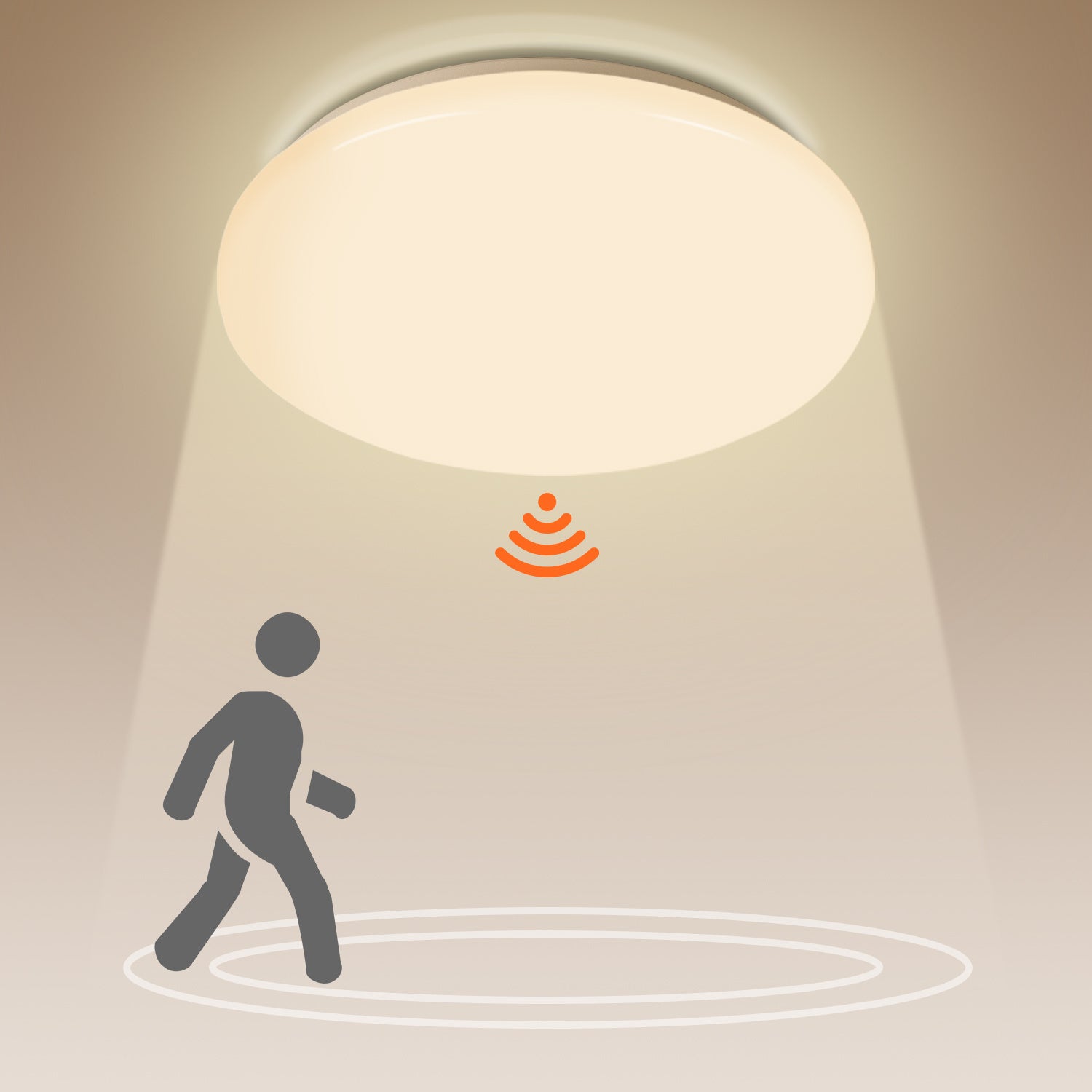 Plafonnier à Detecteur Plafonnier Avec Détecteur De Mouvement 12W LED Lampe Cave Lampe Salle De Bain Capteur Blanc Chaud | Leroy Merlin