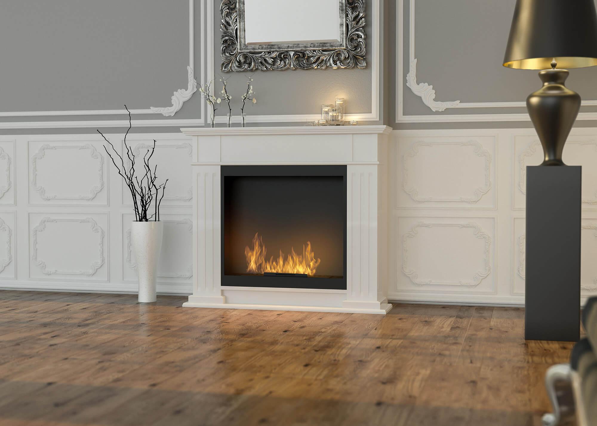 Biocamino XONE Alvin 1 KWh - Dimensioni 25x65x25 Cm, Vetro A 360°, Per Interno/Esterno