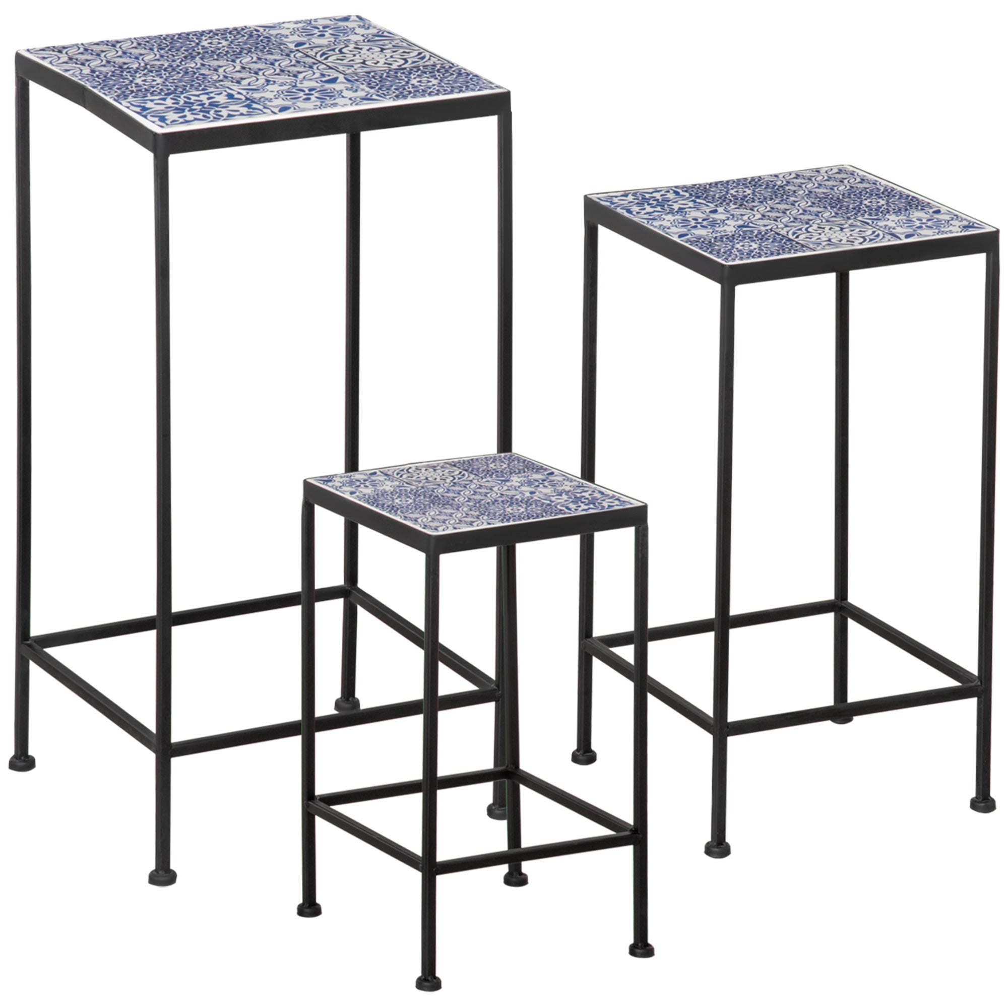 Set Di 3 Vasi In Ceramica Bianca Con Manici - CosmoLiving - Altezza 27-33 Cm - Stile Moderno - 3