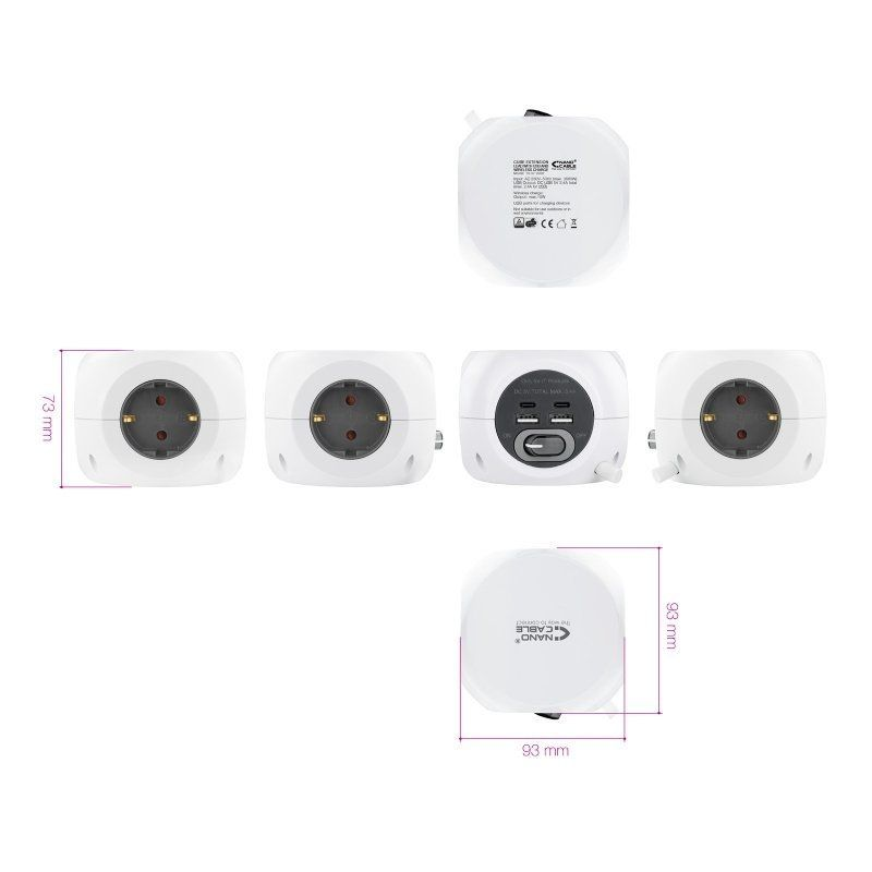 Regleta Nanocable 10.37.0001/ 3 Tomas de corriente/ 2 USB - 2 USB Tipo-C/ Blanca - 5