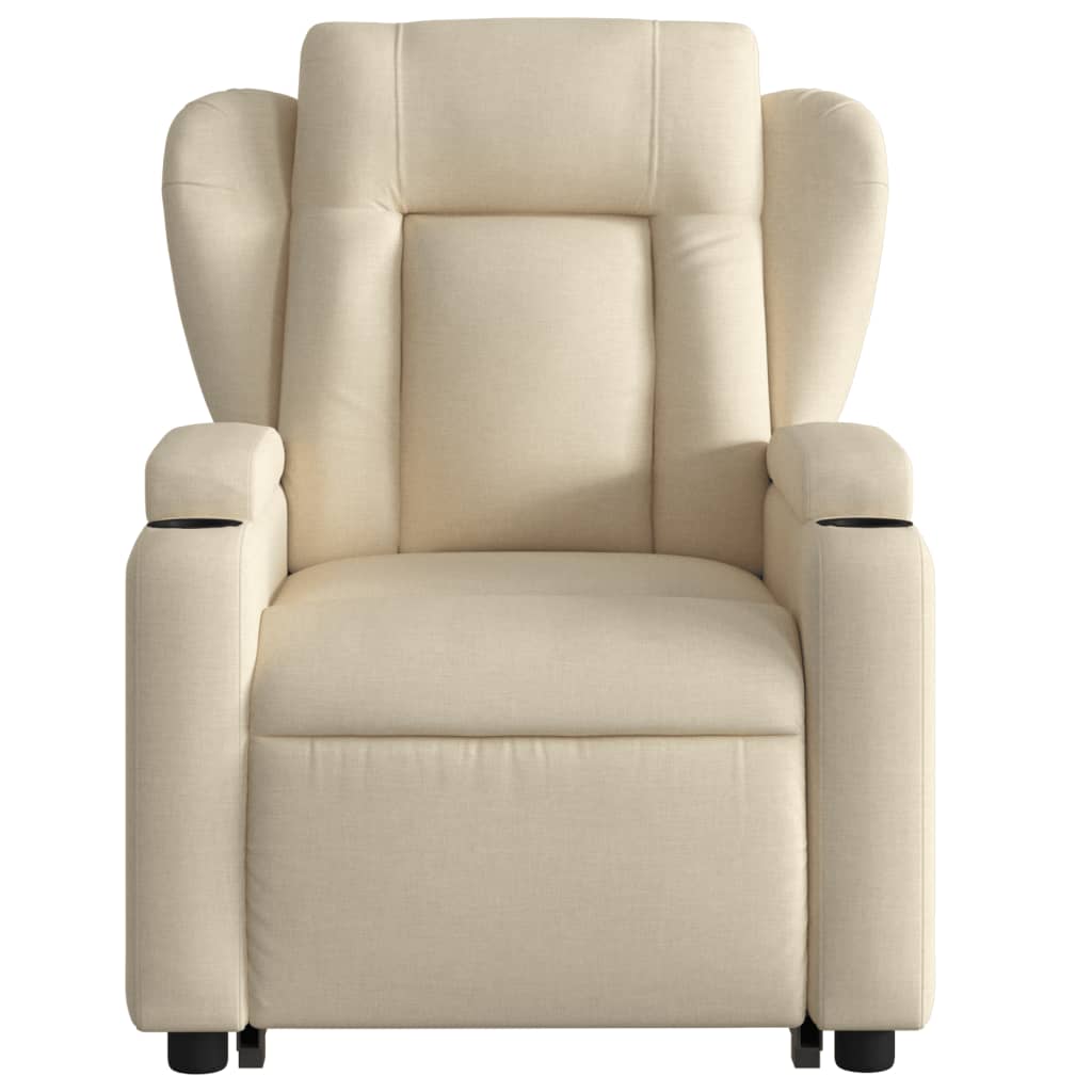 Fauteuil inclinable électrique crème tissu - 9