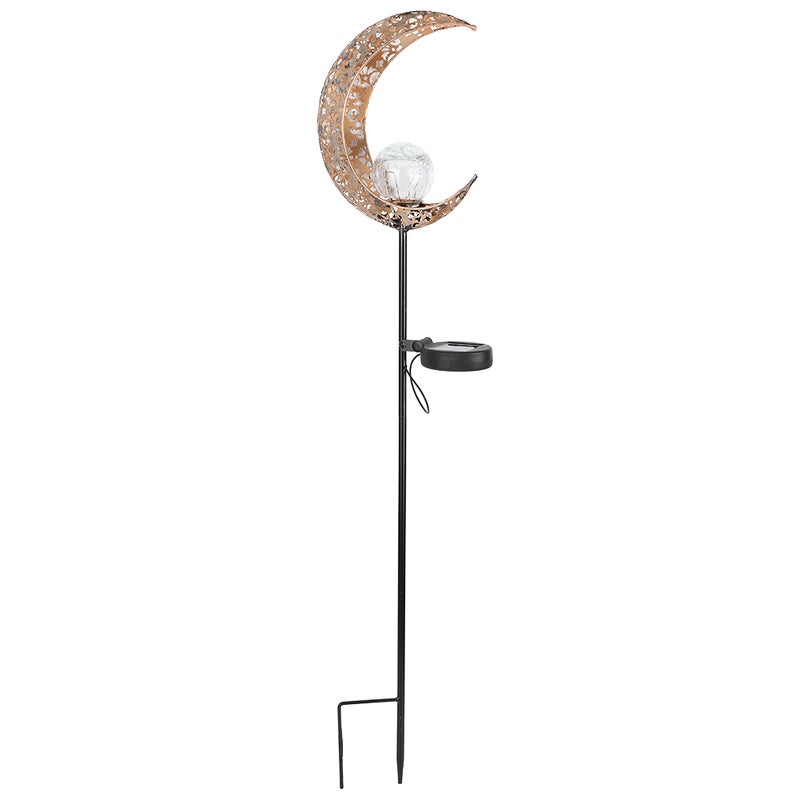 Solarne lampy ogrodowe ze szkła pękniętego, świecąca kula na paliku w kształcie księżyca, wodoodporne LED, dekoracyjne na patio trawnikowe