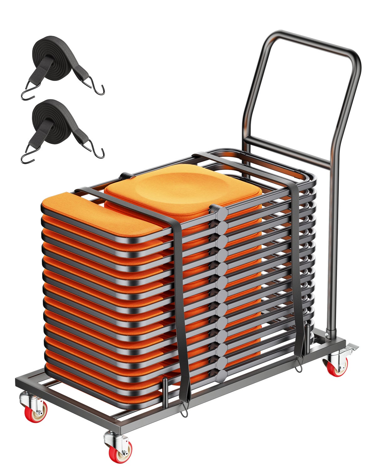 Składane krzesło wózek na krzesła 25 krzeseł 136 kg kształt litery L 1080x508x1090 mm VEVOR