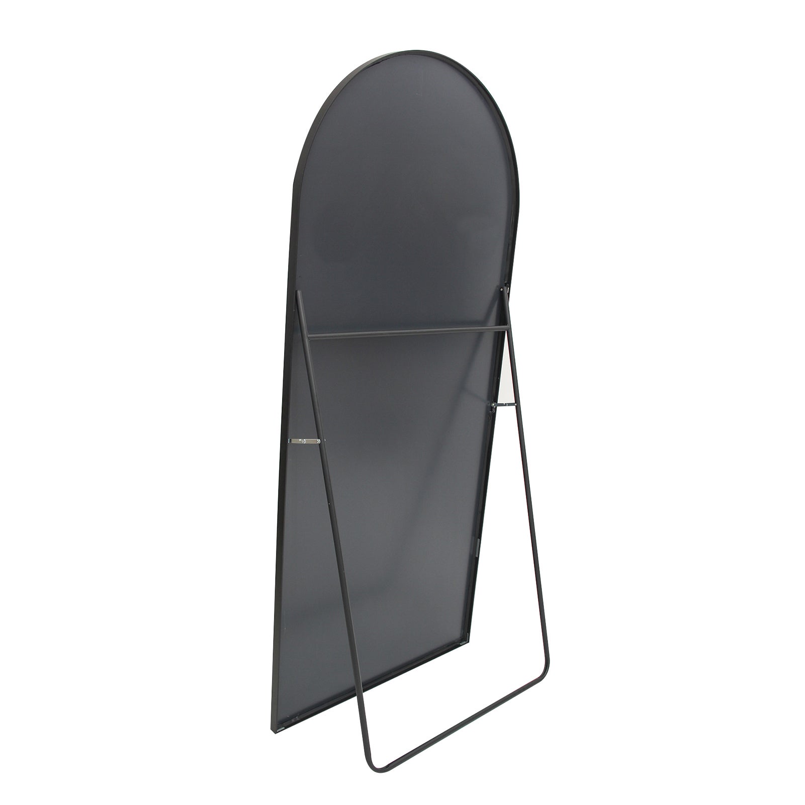 Miroir sur Pied Arrondi - 162x53cm - Cadre en Métal - Miroir HD Grand - Noir - 6