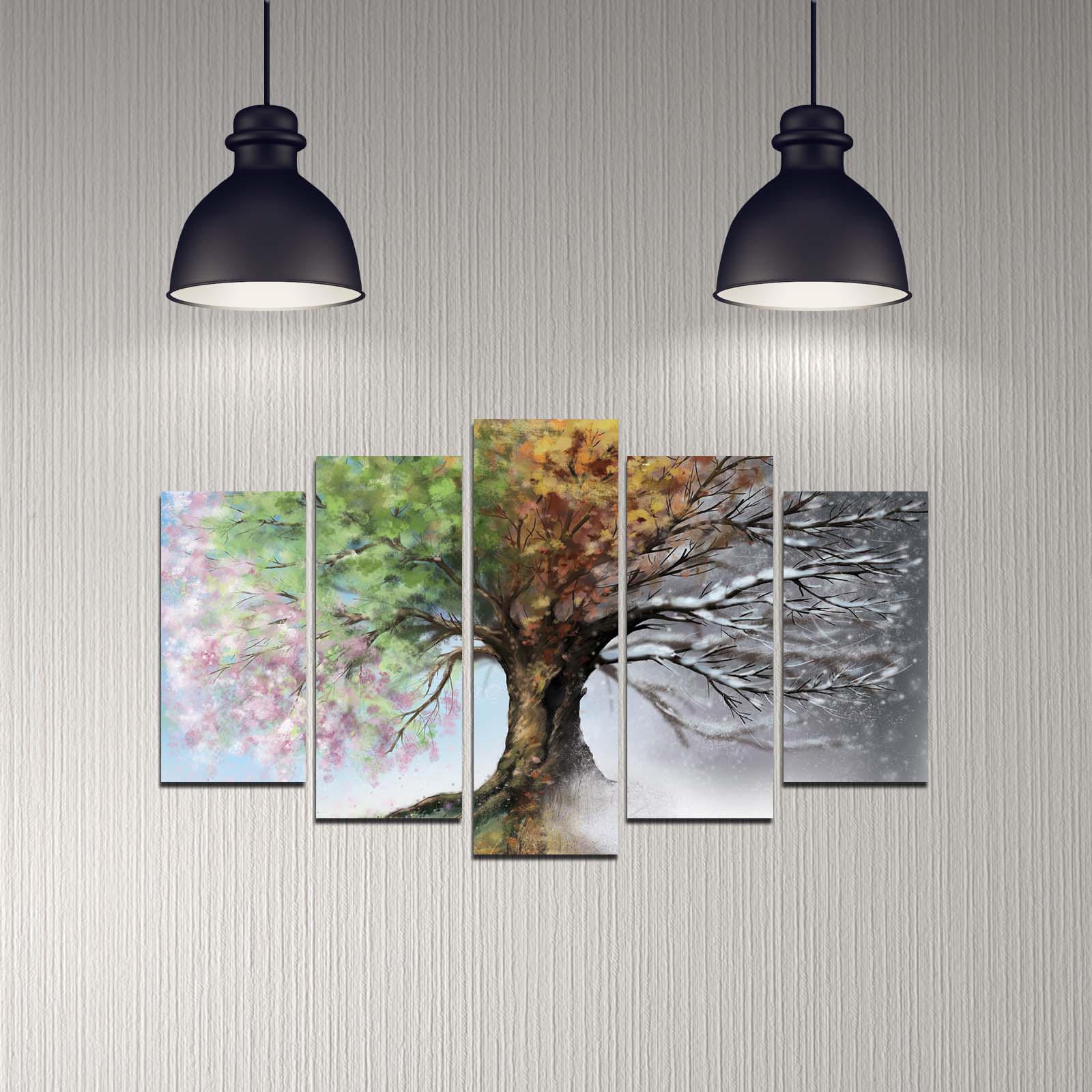 Set 5 tablouri 5DMDF-6, multicolor, MDF, 20x60 cm 5buc