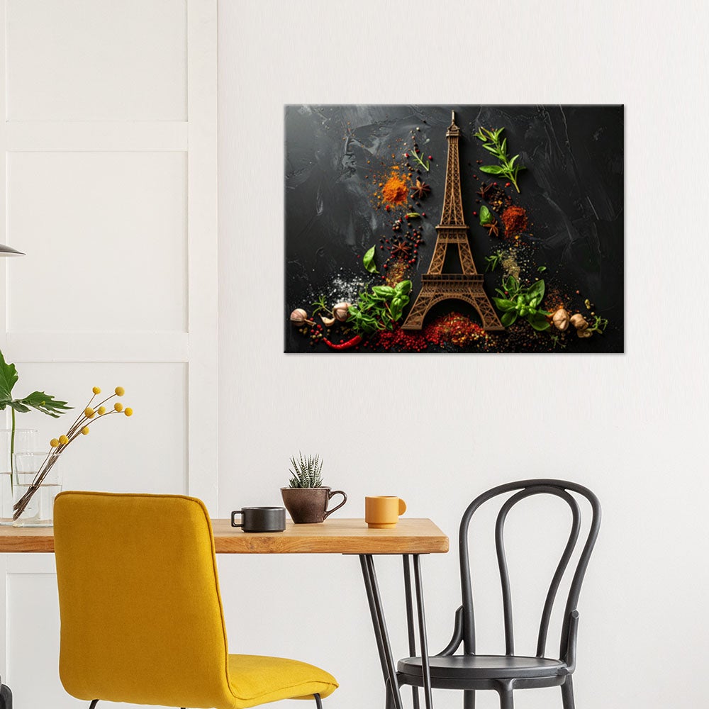 Obraz do kuchni restauracji baru jadalni, Przyprawy Zioła Wieża Eiffla 100x70 - 2