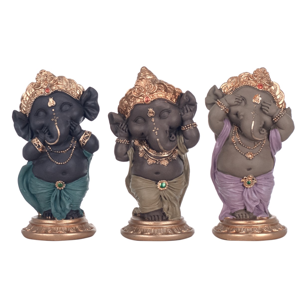 By sigris figura ganesha 3 unidades multicolor de resina 12*6*7cm figura de buda