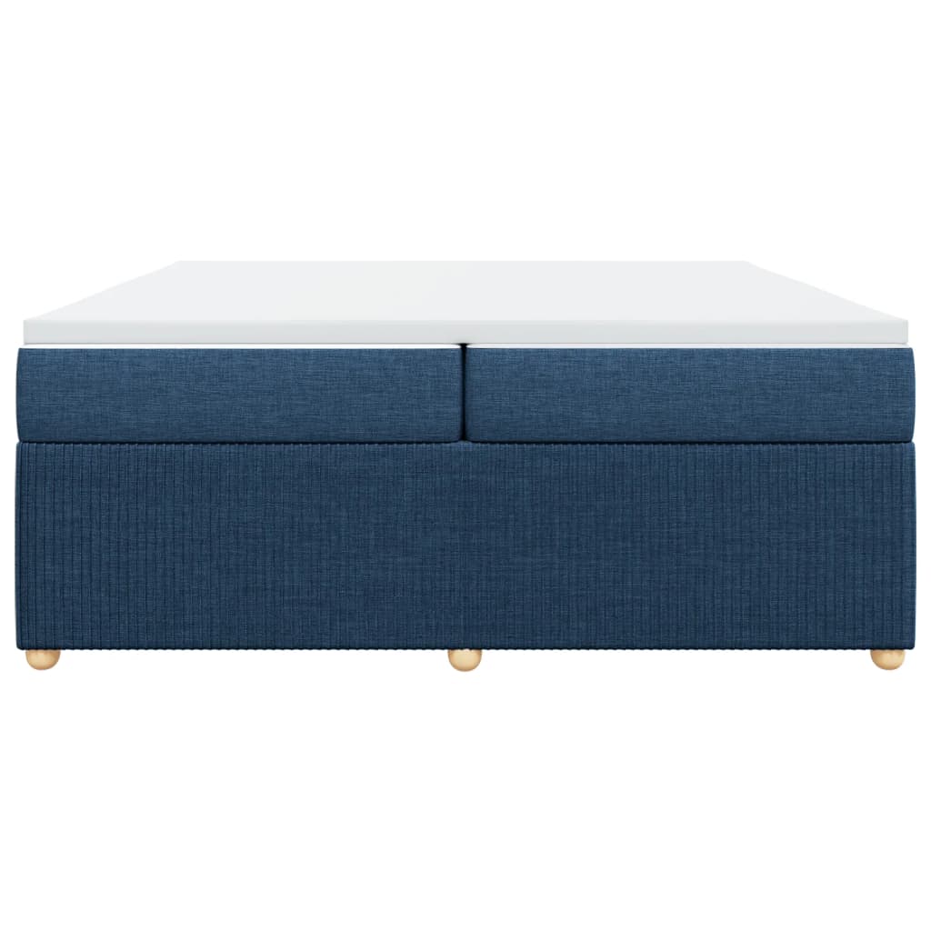 Sommier à lattes de lit avec matelas Bleu 200x200 cm Tissu - 4