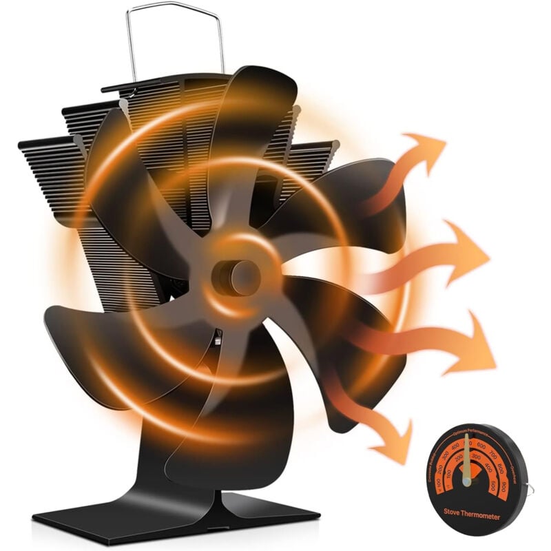 6-łopatkowy wyciąg kominowy - Z zabezpieczeniem przed przegrzaniem - Nadaje się do pieców opalanych drewnem i kominków gazowych