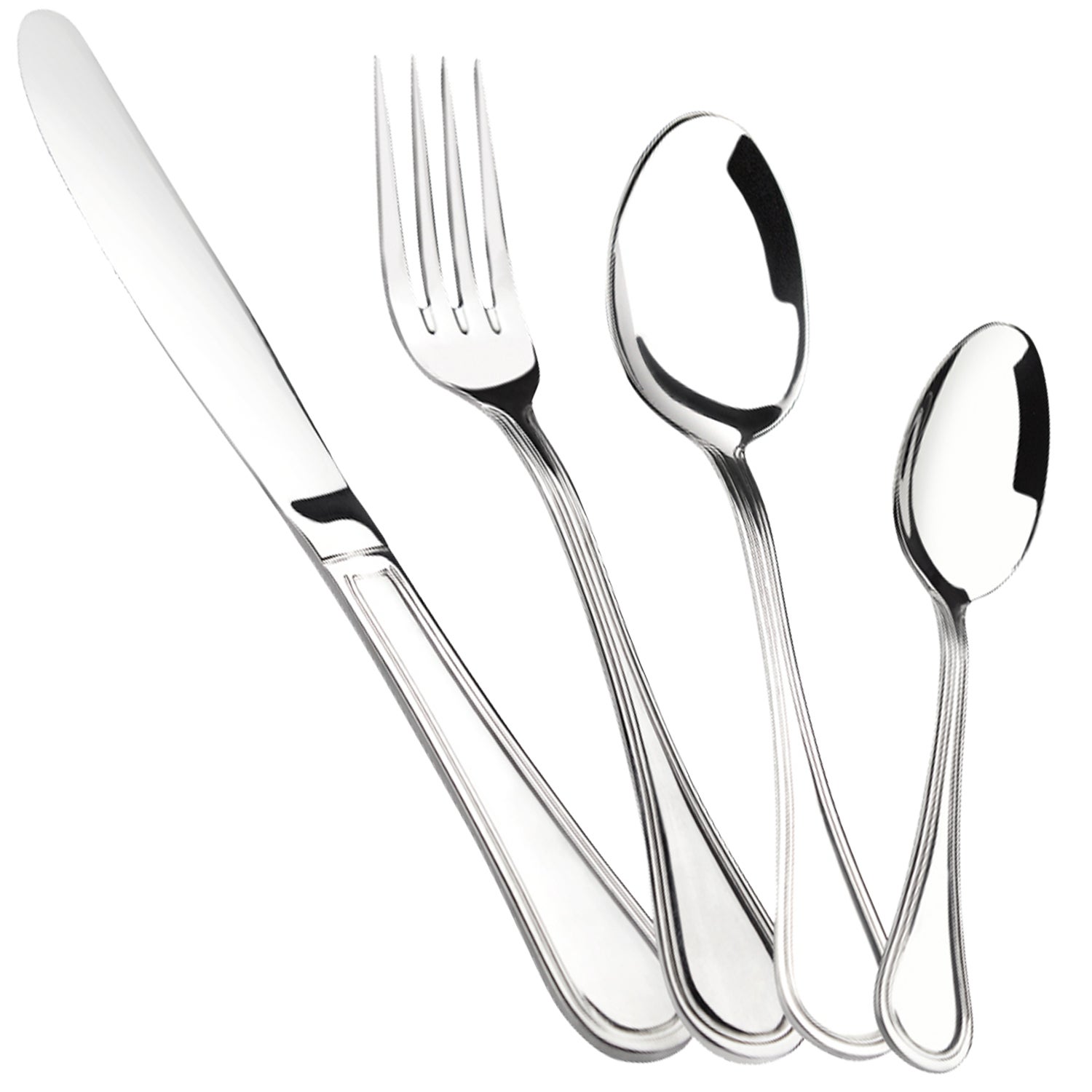 Magefesa ana cubertería de 24 piezas para 6 comensales fabricada en acero inoxidable, con propiedades antibacterianas y con acabado pulido espejo