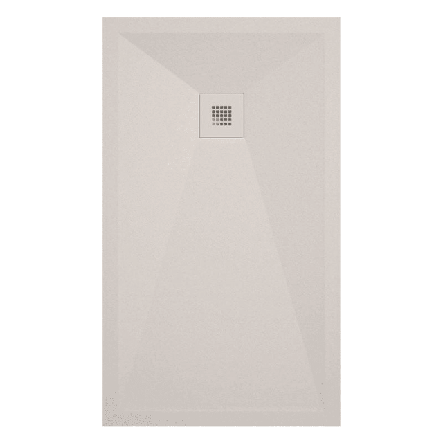 Receveur de douche 80x80 cm extra plat ONDA en résine surface ardoisée beige Grille beige