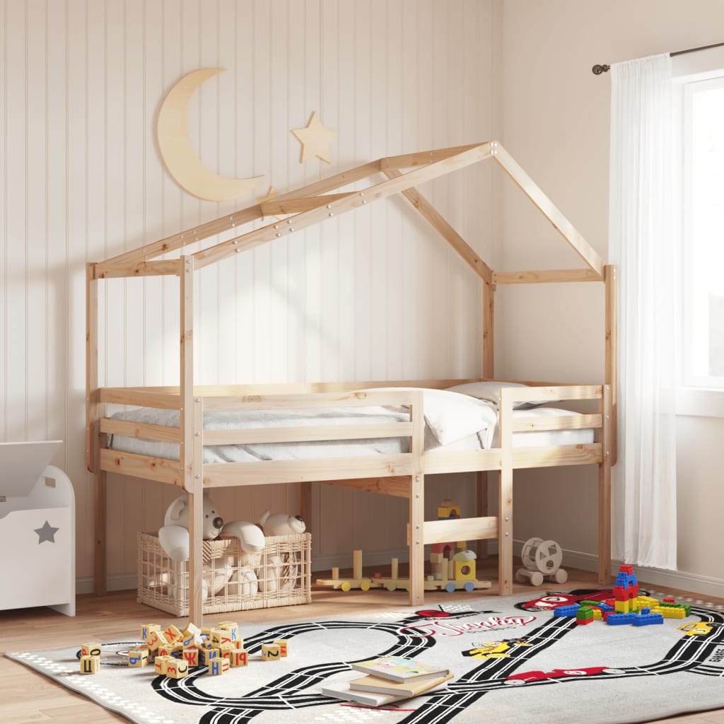 Lit haut sans matelas 75x190 cm bois de pin massif — COMFORTXL - 2