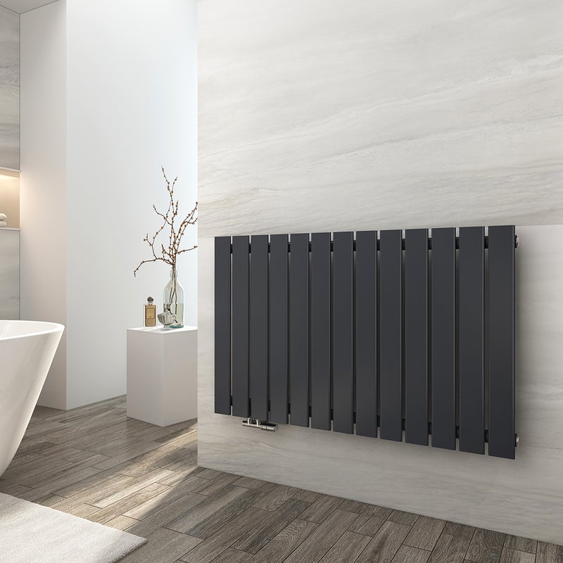 EMKE Grzejnik Stalowy Pojedynczy Poziomy 730W, 63x100,6 cm, 4 bar, do 6 m² – Antracytowy