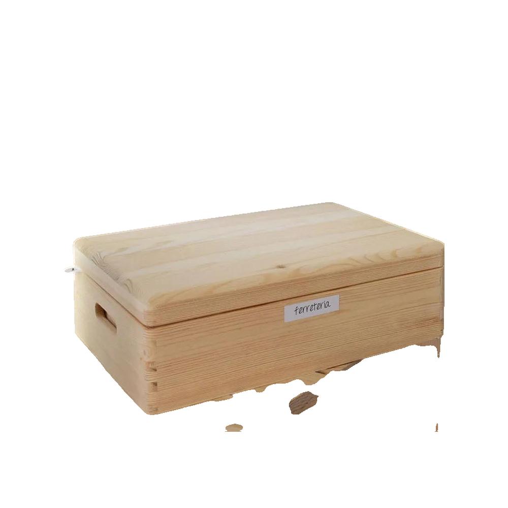 Boîte de rangement en pin massif avec couvercle 23x40x30&nbsp;cm - 2