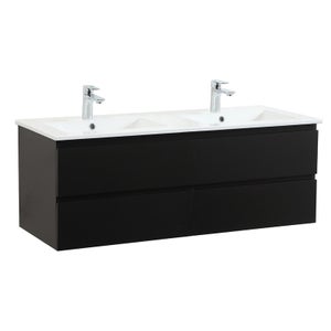 Meuble double vasque 120cm avec plan céramique SORRENTO Noir