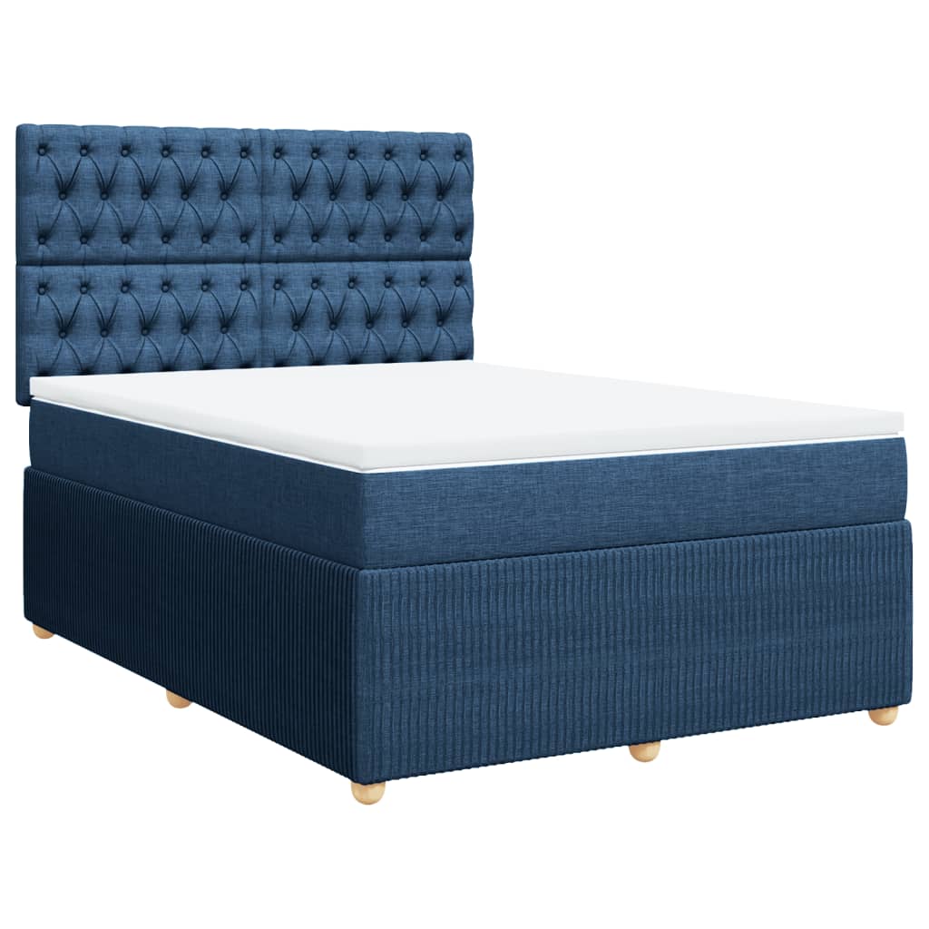 Maison Exclusive - Sommier à lattes de lit avec matelas Bleu 140x200 cm Tissu - 2