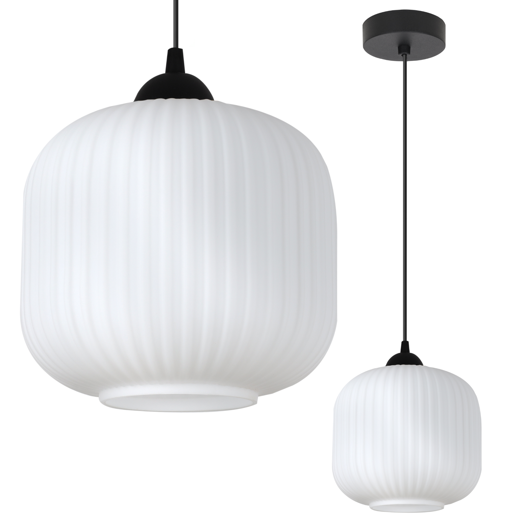 Lampa sufitowa wisząca Riffle loft 1xE27 klosz walec 20cm biały/czarny Light Home LH