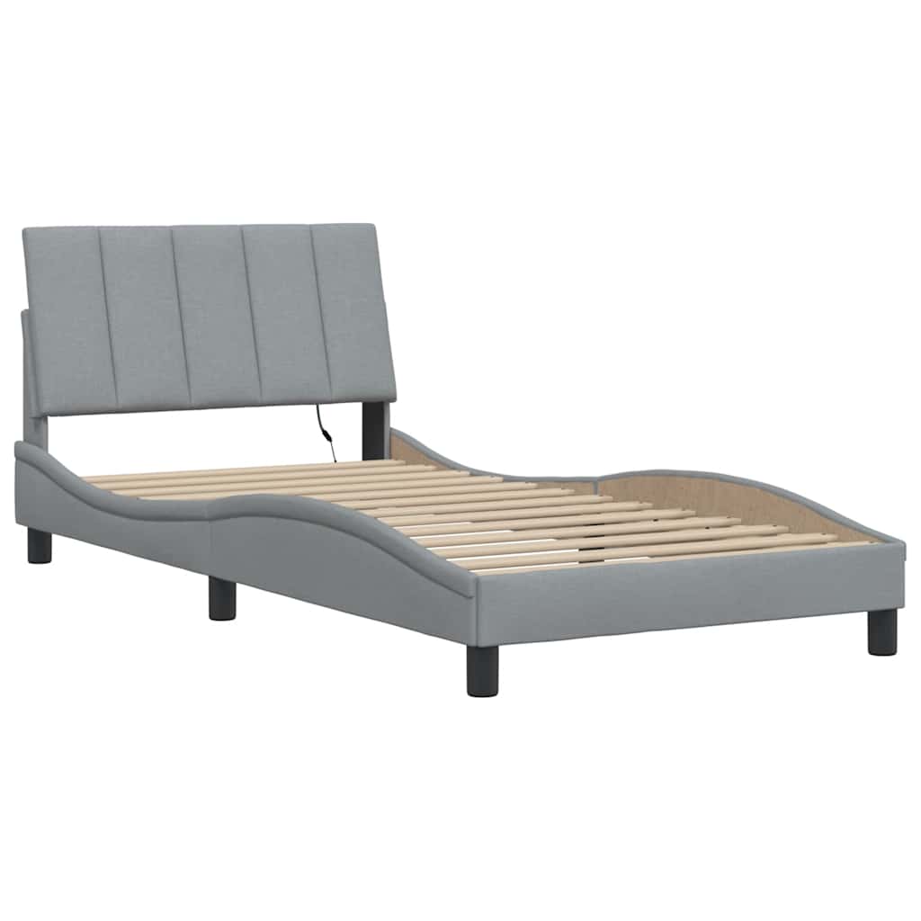 vidaXL Cadre de lit sans matelas Hanko gris clair 100x200 cm tissu - 3