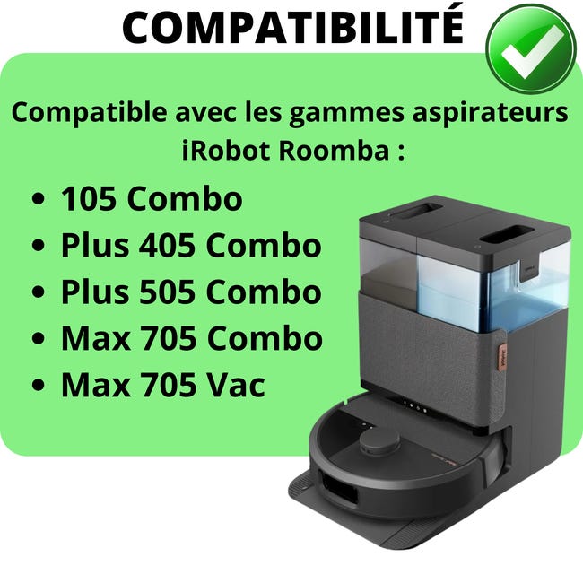 Lot de 6 sacs à poussière 505 pour iRobot Roomba Plus 505 Combo, Plus 405 Combo, 104/105 Combo, Max 705 Vac, Q0520 - Sac aspirateur jetable haute capacité Lot de 6 sacs à poussière 505 pour iRobot Roomba Plus 505 Combo, Plus 405 Combo, 104/105 Combo, Max 705 Vac, Q0520 - Sac aspirateur jetable haute capacité